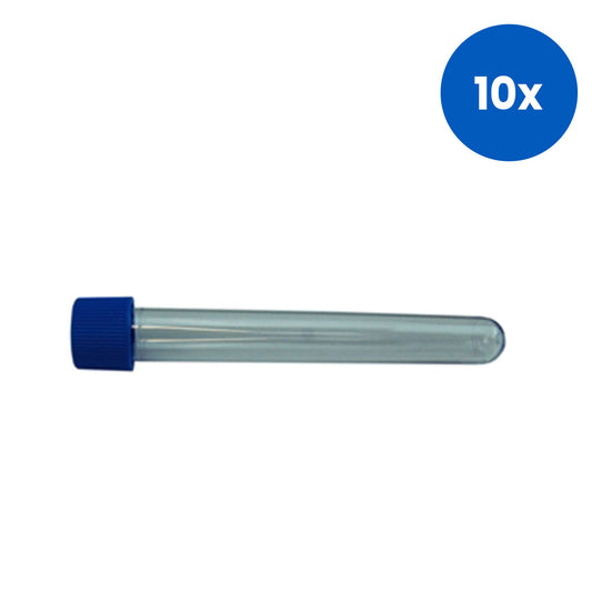 Aptaca Cylindrical Test Tube with Screw Cap 15ml 16 x 120 mm Recyclable Polystyrene 125/Bag - Clear x10