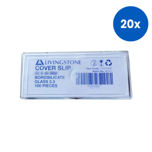 Livingstone Microscope Cover Slip  24 x 60mm No. 1 Borosilicate 3.3 Glass 100 Pieces/Pack - White x20
