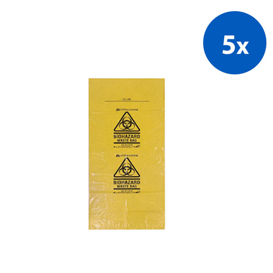 Livingstone Biohazard Waste Bag 25 Pieces/Pack 100/Carton - Yellow x5
