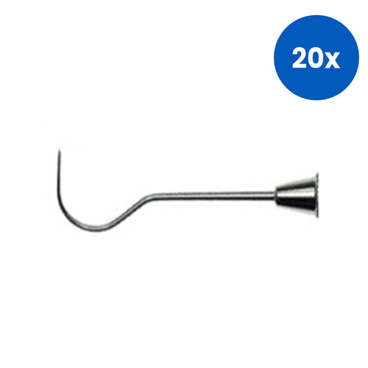 Adler Dental Explorer Probe Sickle-shaped No.23 Fine Tip Stainless Steel - Silver x20