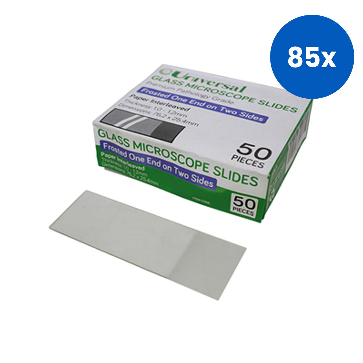 Universal Microscope Glass Slide Frosted One End Two Sides 50/Pack - White x85
