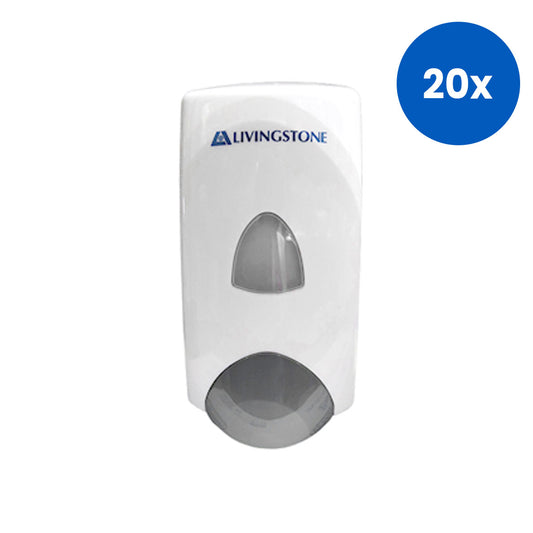 Livingstone Liquid Soap Dispenser 1 Litre 13.7 x10 x24cm ABS Recyclable Plastic - White x20