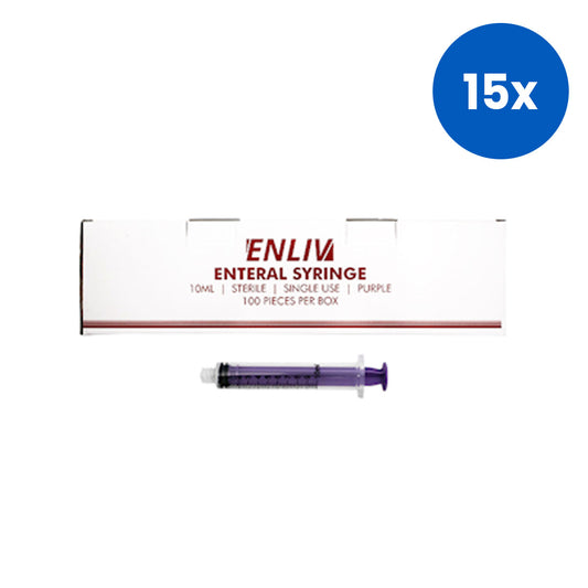 Enliv Enfit Enteral Syringe Single Use 10ml 5.69mm 100 Pieces/Box - Purple x15