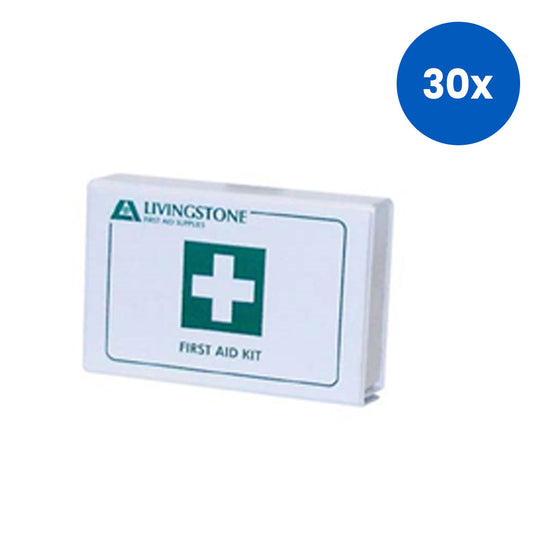 Livingstone First Aid Empty Polyvinyl Chloride (PVC) Case 14x9.5x3.5 cm - White x30
