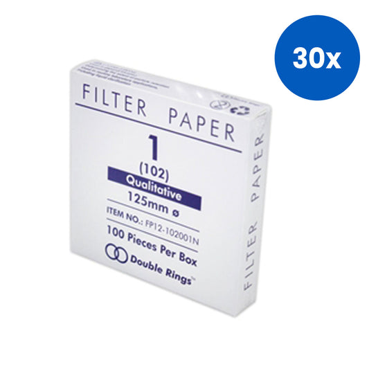 Double Ring Filter Paper Qualitative Medium Speed General Laboratory No.102 125mm Pore Size, Biodegradable 100/Box - White x30