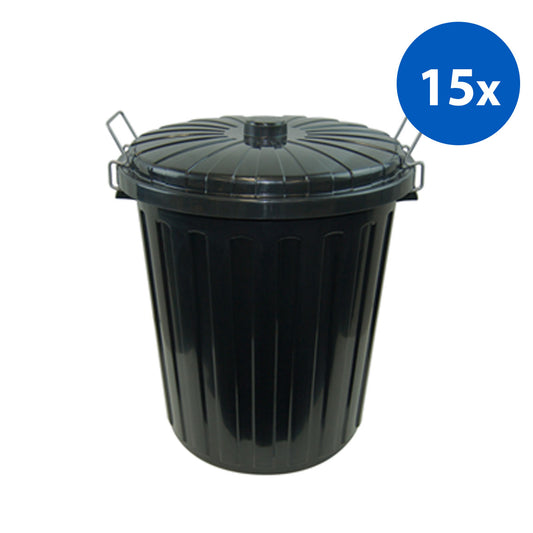 Livingstone Recyclable Plastic Garbage Bin with Lid - Black x15