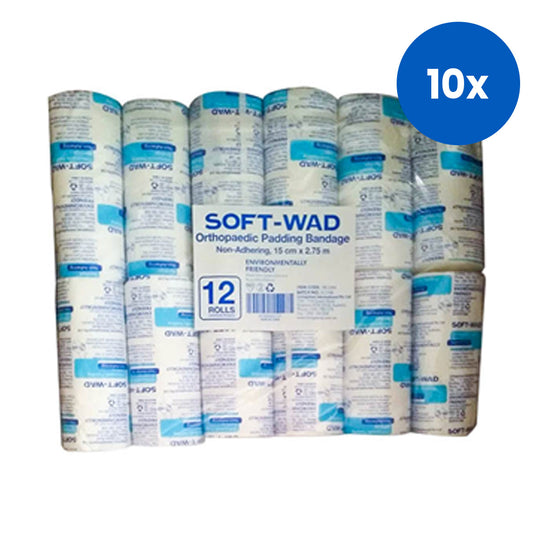 SOFT-WAD Orthopaedic Undercast Padding Bandage 15cm x 2.75m Non-Adhering Absorbent Non-Sterile 12/Pack - White x10