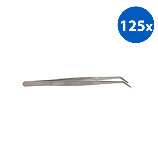 Sword College Dental Tweezers Forceps 16cm Angled with Pin - Silver x125