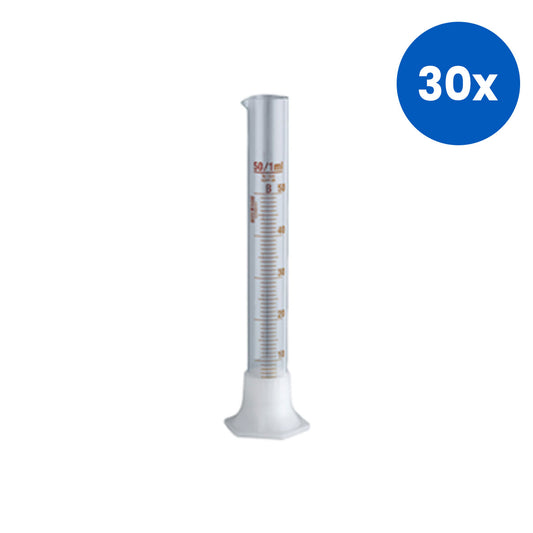 Lincon Measuring Cylinder with Hex Base and Spout Class A  26 x 195(H) mm 50 mL 1/Box - Clear x30