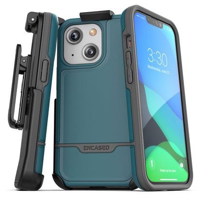 Encased Rebel Case iPhone 13 with Belt Clip Holster - Blue