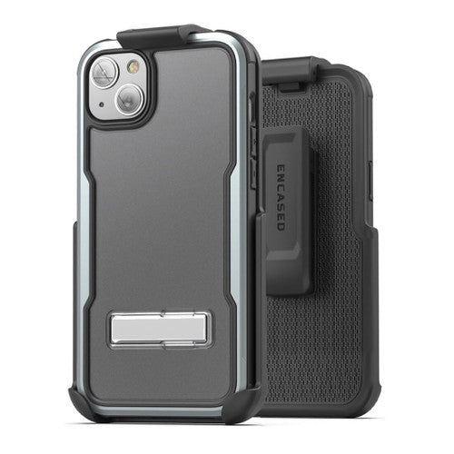 Encased Exos Armor Case iPhone 14 with Belt Clip Holster - Gunmetal