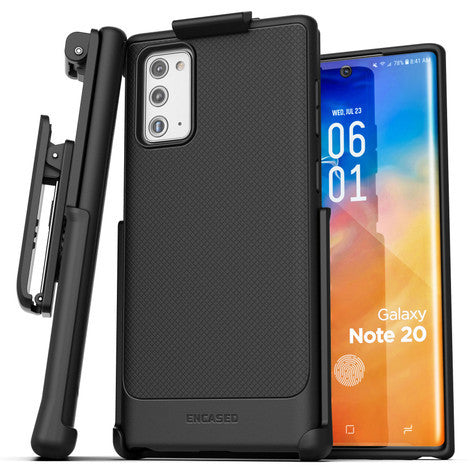 Encased Thin Armor Case Samsung Galaxy Note20 5G with Belt Clip Holster - Black