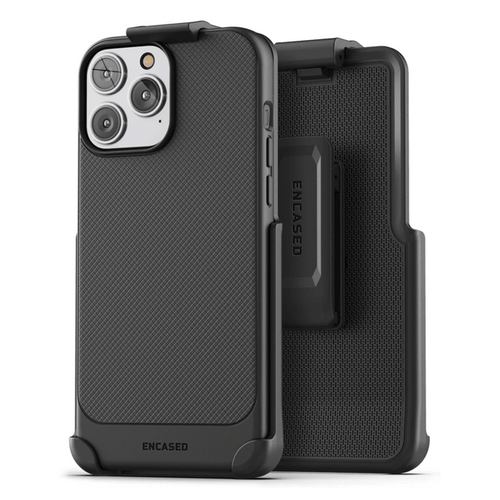 Encased Thin Armor Case iPhone 14 Pro Max with Belt Clip Holster - Black