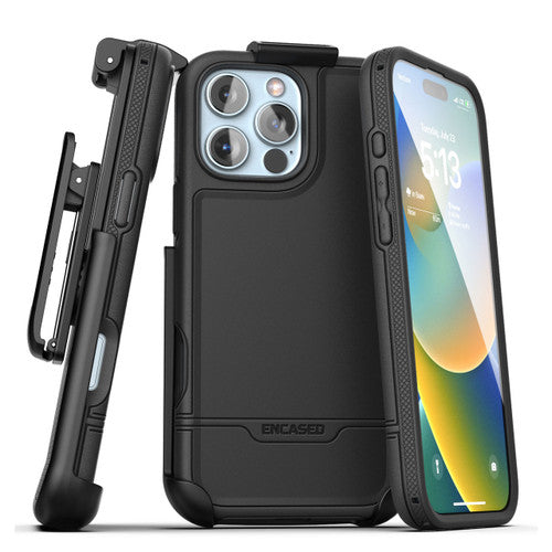 Encased Rebel MagSafe Case iPhone 16 Pro Max with Belt Clip Holster - Black