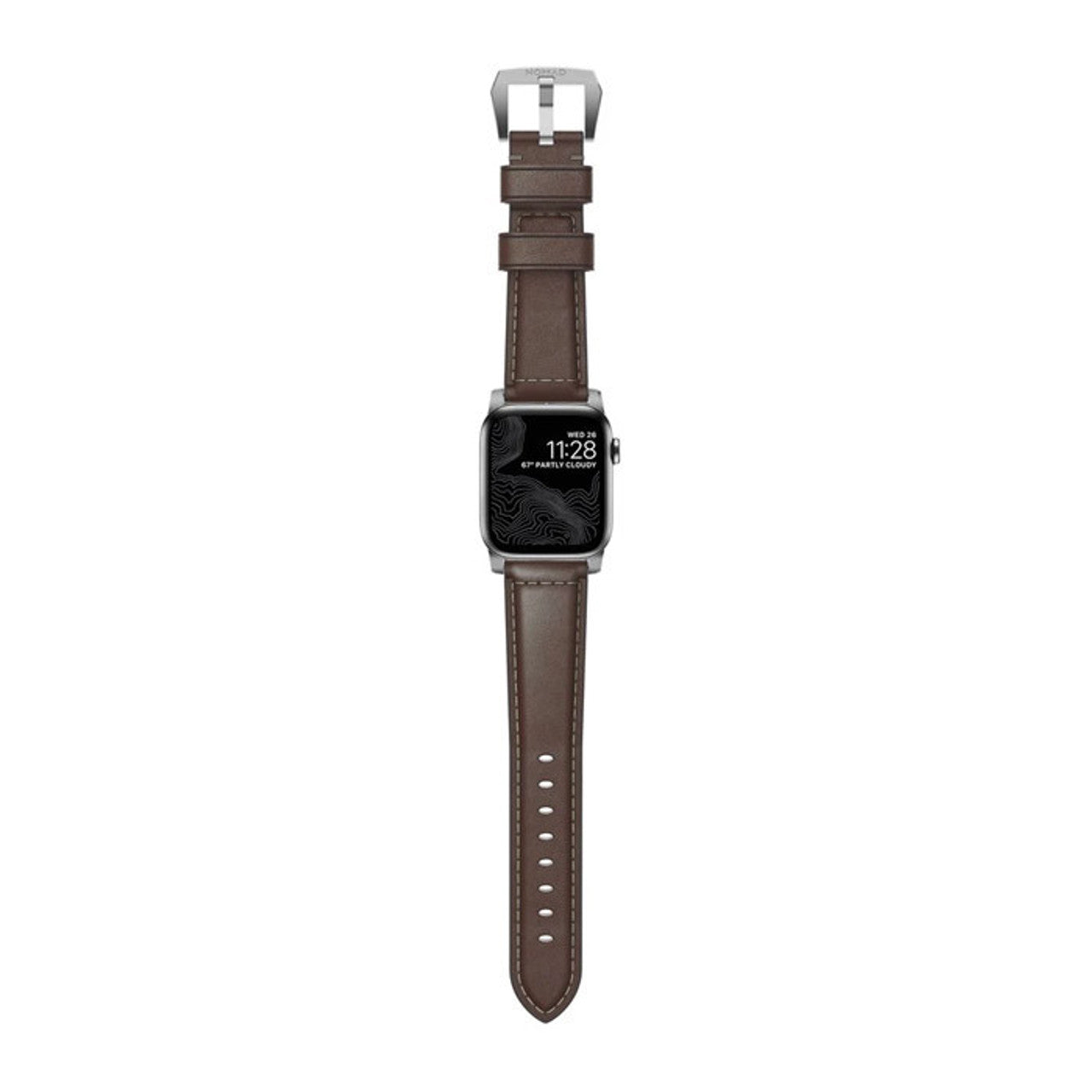 Nomad Traditional Strap Apple Watch 42/44/45/Ultra 49mm - Rustic Brown (Silver Hardware)