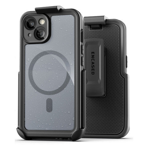 Encased Waterproof Case iPhone 15 Plus with Belt Clip Holster - Clear