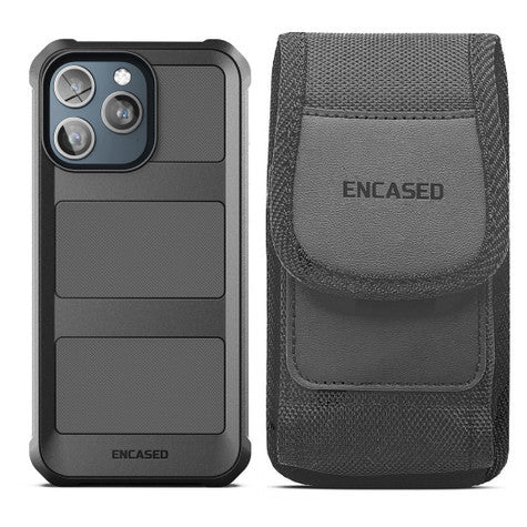 Encased Falcon MagSafe Case iPhone 15 Pro Max with Belt Clip Pouch - Black
