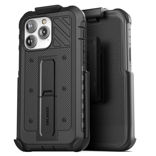 Encased Pantera Case iPhone 14 Pro with Belt Clip Holster - Black
