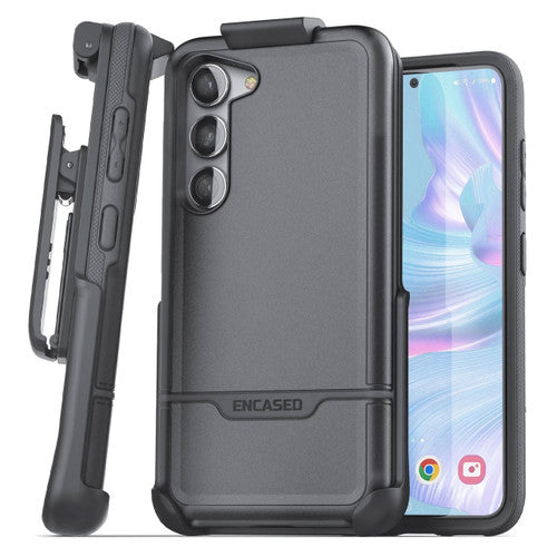 Encased Rebel Case Samsung Galaxy S23+ Plus with Belt Clip Holster - Black