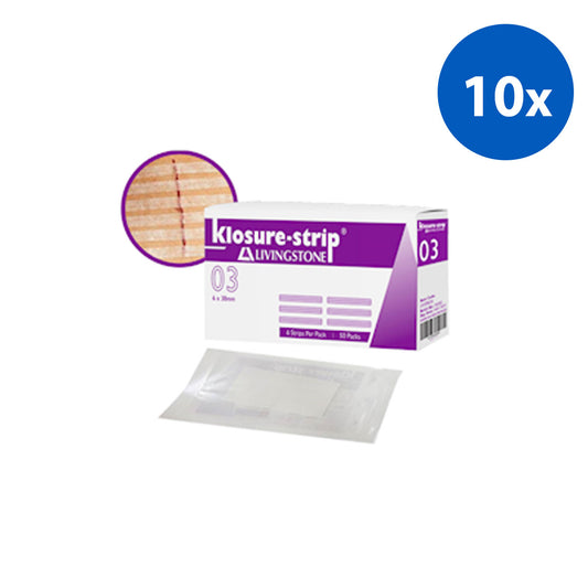 Livingstone Klosure-Strip Reinforced Wound Skin Closure Strips No. 03 300 Strips/Box - Clear x10