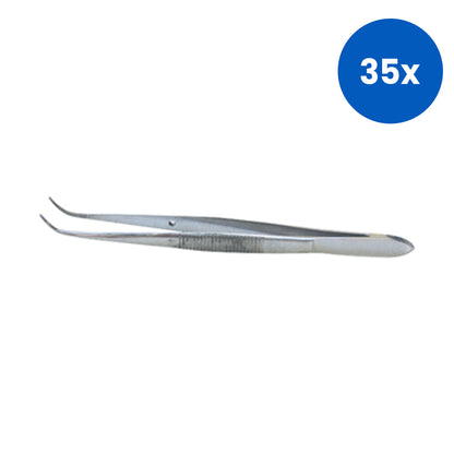Livingstone Iris Tweezers with Pin 13cm Curved - Silver x35