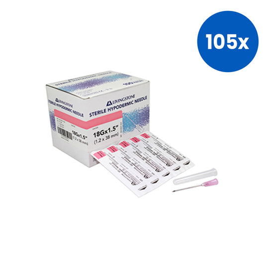 Livingstone Hypodermic Needles 18G 100 Pieces/Box - Silver x105