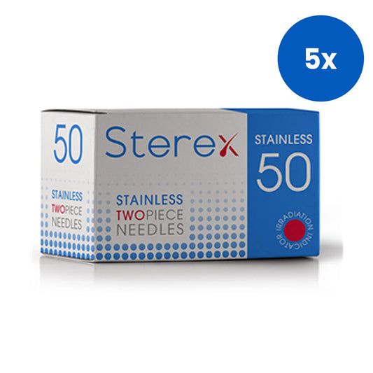 Sterex Electrolysis Needle 3F Short 2-Piece Stainless Steel 50 Pieces/Box - White x5