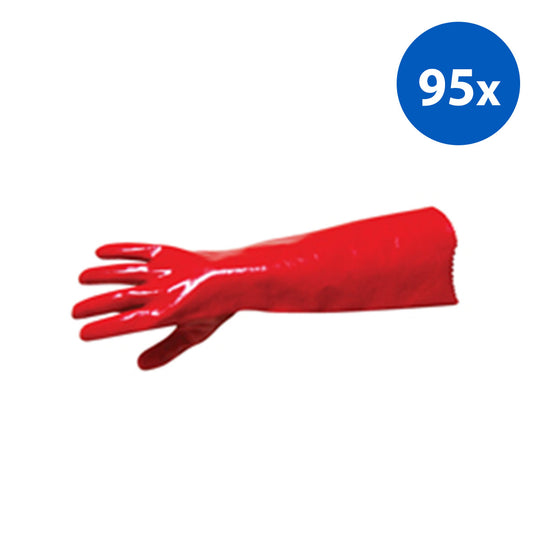 Livingstone Polyvinyl Chloride (PVC) Gauntlet Gloves Single Dipped - Red x95
