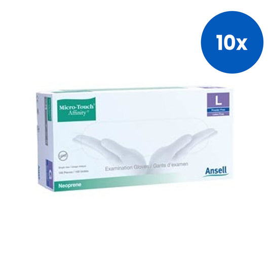 Ansell Micro-Touch Affinity Neoprene Gloves Extra Large Biodegradable Latex Free 100/Box - Green x10