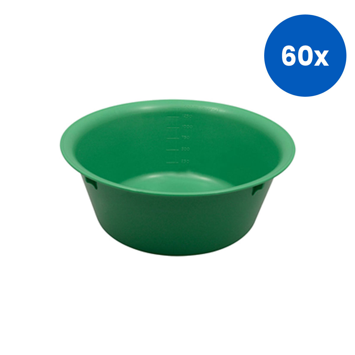 Livingstone Bowl Basin 1500ml Autoclavable Plastic 210x80mm Heavy Duty Recyclable Medical Grade Utility - Green x60