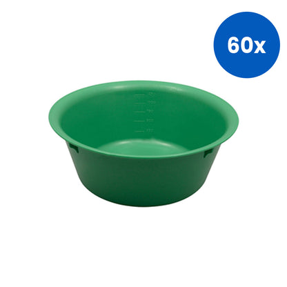 Livingstone Bowl Basin 1500ml Autoclavable Plastic 210x80mm Heavy Duty Recyclable Medical Grade Utility - Green x60