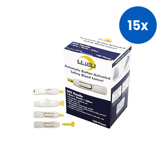 E.Z. Lite 3 Blood Letting Lancet Normal Blood Flow 26G x 1.8mm 100/Box - White x15