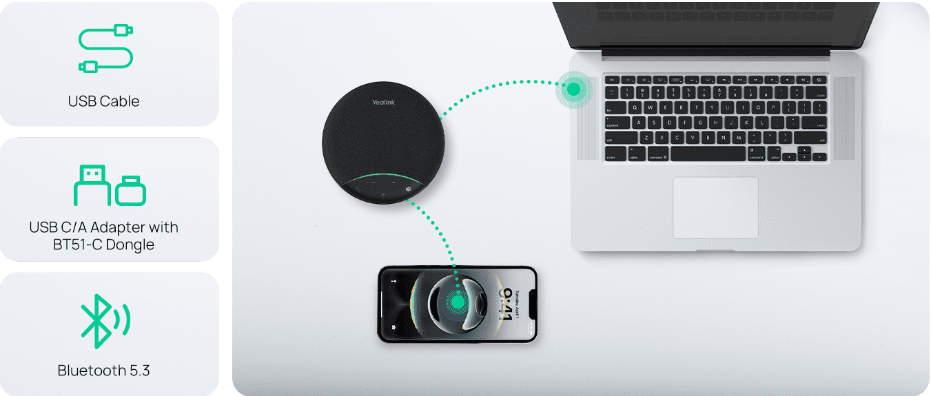 Yealink SP92 USB‑C/A Speakerphone and Microphone Teams Certified Mic for Computer/Laptop