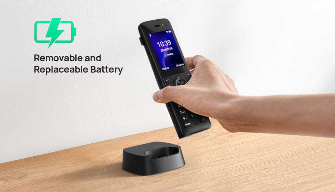 Yealink AX83H Handheld  Wi‑Fi IP Phone with Bluetooth, HD Audio, Smart Noise Cancellation, QuickCharge & Belt Clip