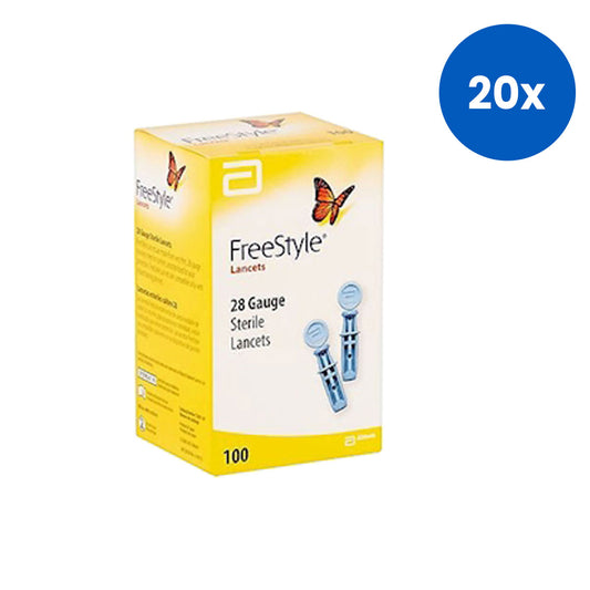 Abbott Freestyle Thin Lancets 28 Gauge Lancets Sterile 100 Pieces/Box x20