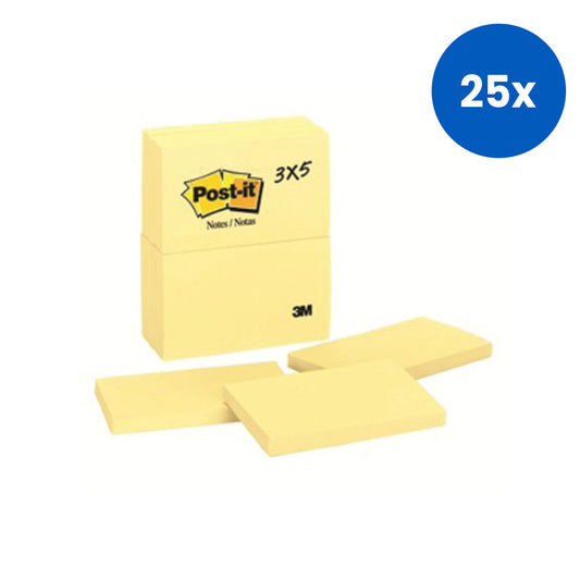 Acco Marbig Sticky Notes 3 x 5 Inches or 75 x 125mm 12/Pack - Yellow x25