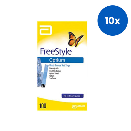 Abbott FreeStyle Optium Blood Glucose Test Strips 100/Box x10