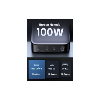 UGREEN Nexode 100W USB C GaN Charger-4 Ports Desktop Silver