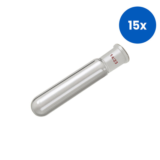 Jointed Test Tube 15mL Socket 14/23 125mm Length Borosilicate Glass - White x15