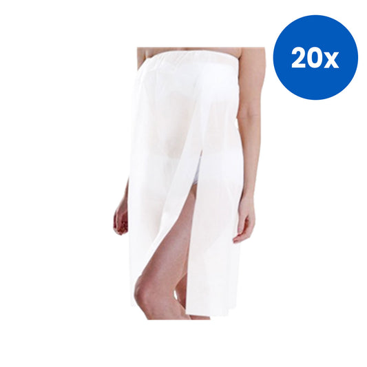 Sofeel Cotton Towelling Body Wrap Gown or Sarong Reusable 77cm Stretcheable to 150cm - White x20