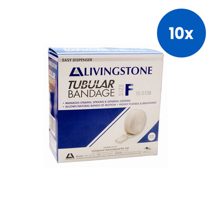Livingstone Tubular Cotton Stockinette Bandage  Size F 10cm 1 Roll/Box - White x10