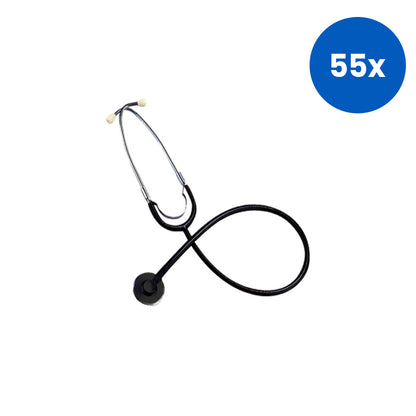Livingstone Nurse Stethoscope Single Head Black Tube with Silver Flat Chest Piece - Black/White x55