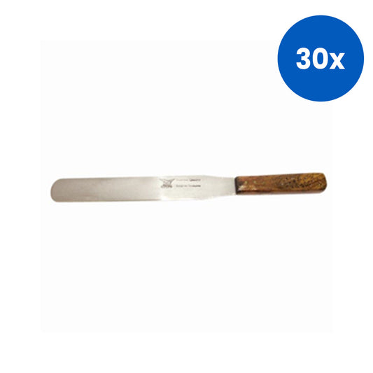 Livingstone Spatula 30mm Flat End Wooden Handle, Pharmacological 3x20cm Biodegradable Stainless Steel - Brown x30