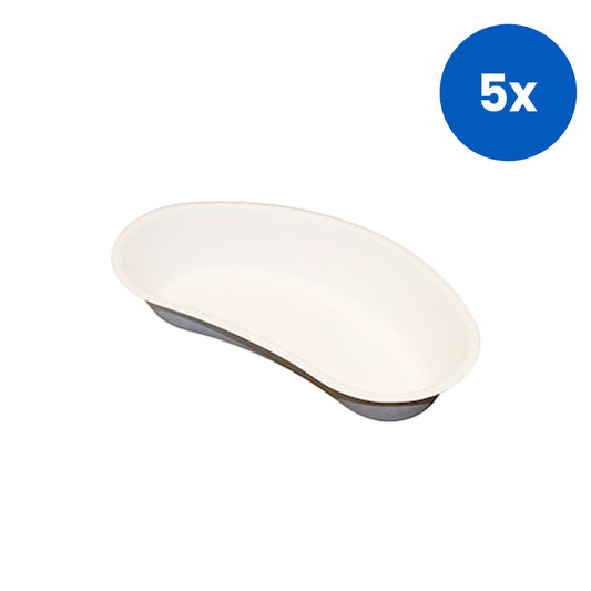Liv Eco Kidney Dish Tray 720mL Sugarcane Unbleached 70 Pieces/Bag 280 Pieces/Carton - White x5