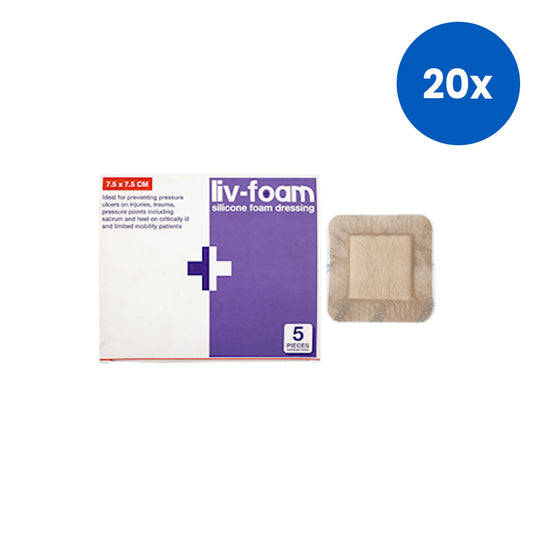 Livingstone Foam SelfAdherent Silicone Foam Wound Dressing with Breathable Waterproof Barrier 5/Box - Brown x20
