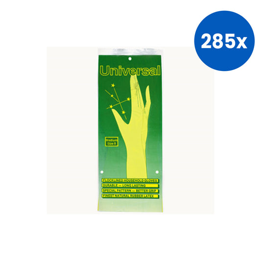 Livingstone Household Rubber Gloves Medium Size 7.0–7.5 Flocklined Latex with Comfort Grip - Yellow x285
