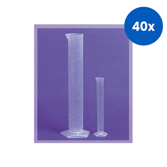 Aptaca Graduated Measuring Cylinder Class B 50ml 25.5(OD)mm x 199(H)mm Autoclavable 121C Polypropylene - Clear x40