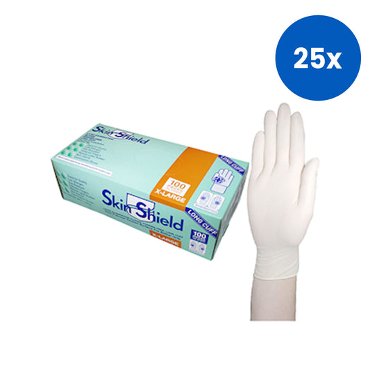 Skin Shield Biodegradable Latex Examination Gloves Extra Large SIze AS NZ Standard Powder Free 100/Box - Cream x25