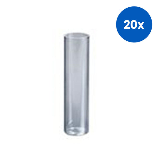 Aptaca Cylindrical Test Tubes Flat Bottom 5ml 16mm x 60mm Graduated with Rim Polystyrene 250/Bag - Clear x20