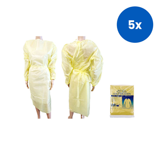 Livingstone Isolation Gown with Tie Full Back Long Sleeve 40gsm Nonwoven  1/Pack 100/Carton - Yellow x5